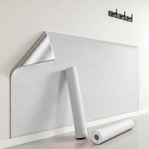Isoliertapete Gegen Kälte Schimmel Selbstklebende Tapeten-Rolle, Dämmtapete für Innenwände 3mm, Wärmetapete für Küche Fflur Wohnzimmer Schlafzimmer, Wärmedämmung, Weiß(Weiß,50 x 1000 cm)