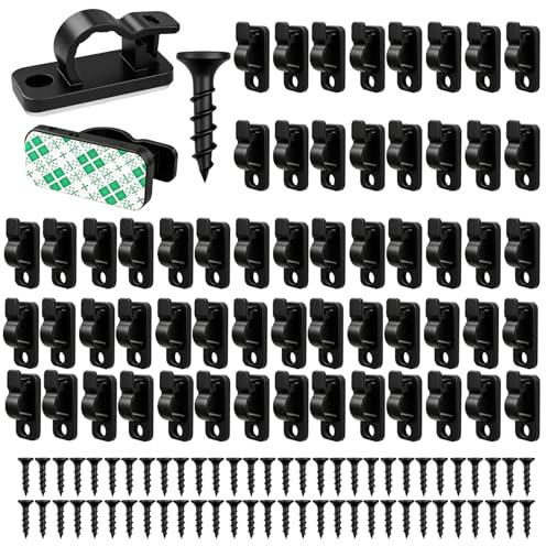 120Pcs String Light Clip Screw-in Hooks Outdoor, Fence Clip for Fairy Light | Outdoor Light Hook for Garden Hanging Plant, Dual Mount Adhesive&M3.5 Screw Installation, Cable Clips for Gutter Pergola Wall