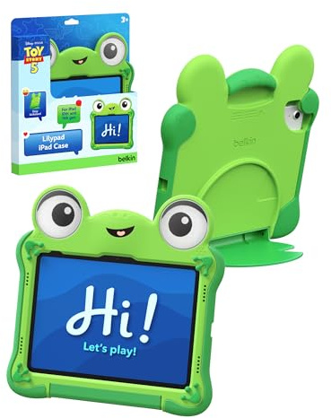 Belkin Disney e Pixar Toy Story 5 Cover Ispirata a Lilypad, Custodia per iPad A16 (11a Gen. 2025, 11''/10a Gen. 2022, 10.9''), Antiurto, Durevole, Atossica, Supporto Estraibile, Maniglia