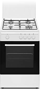 Nikkei SN554WE - Cucina a gas 4 fuochi con forno elettrico con grill 50x50 cm colore bianco