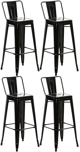 CLP Barhocker 4er Set mit Lehne im Industrial-Look Mason, mit Rückenlehne und Fußablage, Barstuhl mit Rückenlehne und Bodenschoner, Farbe:schwarz-Gold