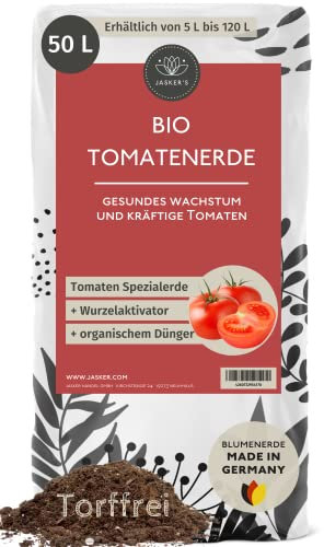 Bio Tomatenerde 50 L - 100% Torffreie Bio Erde - Mit Dünger und Wurzelaktivator - Blumenerde Tomaten und Gemüseerde - Tomatenerde torffrei - Hochbeeterde Bio