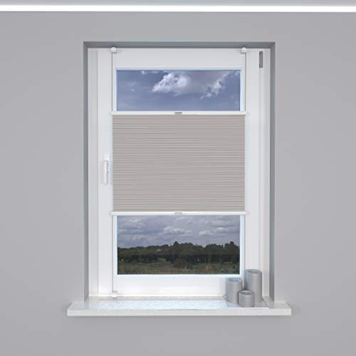 Market-Alley Plissee Klemmfix ohne Bohren Sonnenschutz Plisseerollo Jalousie Lichtdurchlässig und Blickdicht für Fenster & Tür (Grau, 50x120cm, BxH)