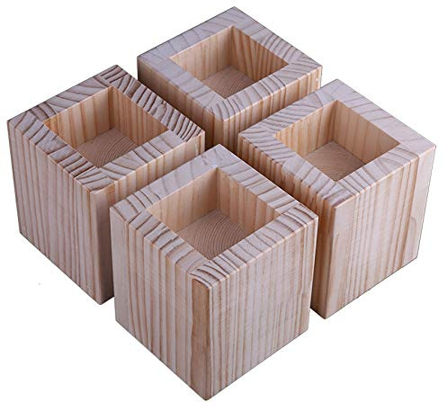 LLPEIJIE026 4 Stück Möbel Risers aus Holz,Möbelerhöher,Betterhöhung,Tischerhöher,Elefantenfuß Bed Riser,Dient zum Anheben von Sofas,Schminktischen,Kinderbetten,Couleur du Bois(4 * 4 * 10cm)