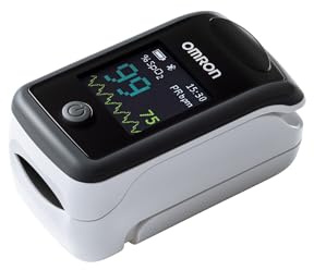 Omron P300 Intelli IT, Pulsioxímetro de dedo para medir la saturación de oxígeno en sangre (SpO2) con Bluetooth y aplicación móvil, Color Azul