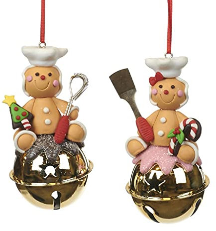 Goodwill Le Candy Shop Collection Christbaumschmuck, Lebkuchenchef auf Glocke, 10 cm, 2 Stück