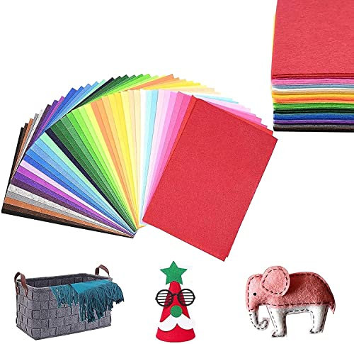 80Stk Filz Stoff, 40 Farben Bunter Filzstoff, 20 x 30 cm Bastelfilz Farbig Filz Blätter Polyester Felt Fabric, Kinder Vliesstoff Stoff Filzplatten für DIY Handwerk Nähen Manuelles Scrapbooking