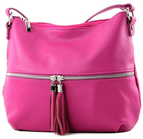 modamoda de T159 Damen Leder Schultertasche Umhängetasche, handmade in Italy