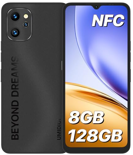 UMIDIGI Smartphone Günstig Ohne Vertrag, 4GB+128GB NFC Handy, 6,7 Zoll HD+ Display, 48MP+16MP Kamera, 5150 mAh, 4G Dual SIM Android Handys Ohne Vertrag, Octa-Core/Fingerabdruck/GPS
