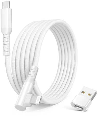Basesailor Winkel USB C auf Lightning Ladekabel 2M mit USB A Adapter | 90 Grad Kurz Kable,Typ C Netzteil PD Schnellladekabel für iPhone 11 12 13 14 Mini Pro Max SE,IOS Airpods 2 3,iPad 9 8 7 Gen