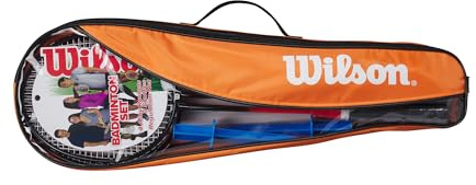 Wilson 4 Pièces Kit V2 Raquette de Badminton, Facile à Tenir et Très Léger, Offre Précision et Exactitude, Conçu pour Durer, Couleur: Rouge/Orange, Taille : 3