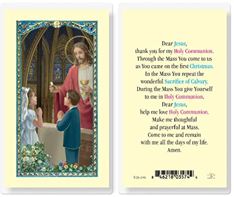 First Communion Prayer with Boy & Girl Laminated Holy Cards, 25-Count Value Pack