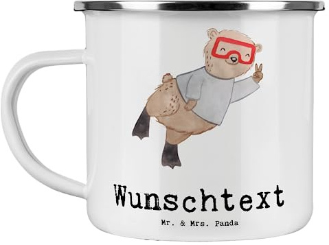 Mr. & Mrs. Panda Tasse personalisierbar Bär Tauchen - Personalisierte Geschenke, Schnorcheln, personalisiert, Tauchgang, Personalisierter Kaffeebecher, Geschenk, Dive, Selbst Gestalten, Diving