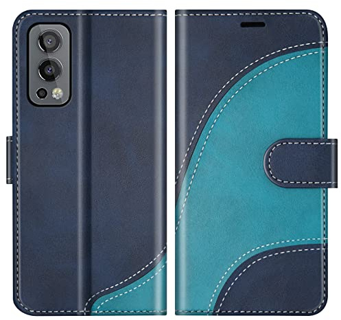 BoxTii Hülle für OnePlus Nord 2 5G, PU Leder Handyhülle für OnePlus Nord 2 5G, Ledertasche Klapphülle Schutzhülle mit Kartenfächer und Magnetverschluss, Blau