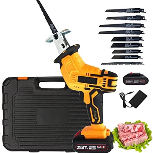 Sierra eléctrica de sable para cortar huesos, para uso comercial, doméstico, profesional, de mano, sin cable, para cortar carne, con 9 dientes de sierra, fácil de cortar huesos, madera, PVC, 1pila