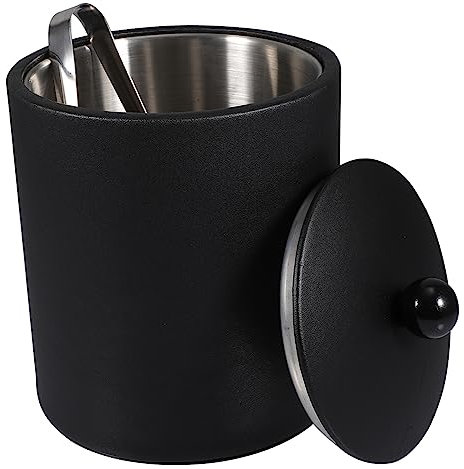 RORPOIR Cubo De Hielo Resistente De Acero Inoxidable Negro, Tamaño Estándar, con Pinzas Incluidas, para Enfriar Botellas De Vino y Cerveza Bares y Celebraciones