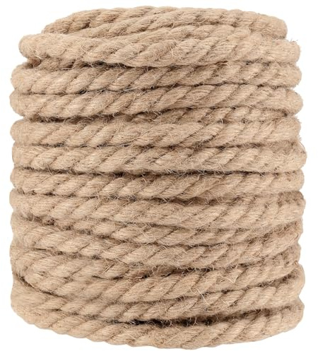 HOIGON 1/2 Inch x 164 Feet Natural Jute Rope, 50m x 12mm Thick Twist Hemp Rope Manila Rope, Thick Craft Jute Rope for Gardening, Home Decoration, Hanging, Hammock, Scratching Post DIY Tug Supply