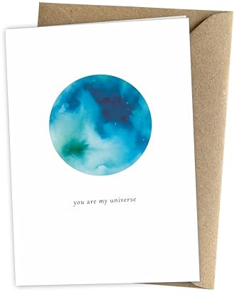 Herzfunkeln® Liebeskarte für Freundin, Freund, Frau & Mann mit Planet in DIN A6 - you are my universe - Liebe Weltraum Grußkarte zum Jahrestag, Valentinstag, Hochzeitstag