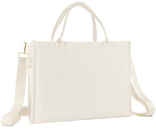 ONEGenug Canvas Tote Bag, Große Handtasche Damen Shopper Tasche Reise Tote Arbeitstasche mit Schulterriemen und Reißverschluss