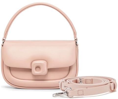 LA FESTIN Leder Handtasche für Damen & Mädchen, Süße Mini Umhängetasche mit funkelnden Steinen besetzt, Leichte Mini Schultertasche für Alltag, Büro, Freizeit - Rosa