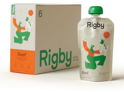 Rigby Organic Grass-Fed Beef Dog Pouches – One Pouch Every Day for Meals, Training, Enrichment & Treating – Low-Calorie, Whole Foods for Digestion, Vitality & Muscle Support