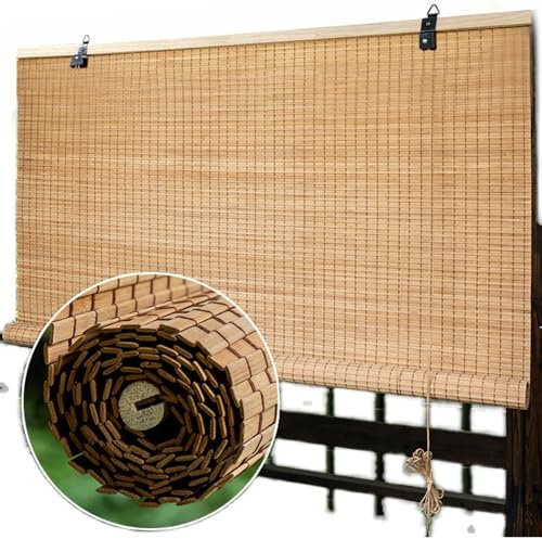Sh000ad Blickdicht Bambusrollo,Bambus Rollo,Holz Jalousien Fenster Innen,98% UV-Block Fenster Raffrollos,Sonnenschutz/Sichtschutz Seitenzug Rollos,Anpassbar,Breite x Höhe (120cm x 180cm)