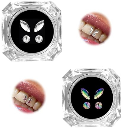 Katyjun 4 Paare Zahnstein Schmuck, Zahnschmuck Schmetterling für DIY -Nagel und Zähnedekoration