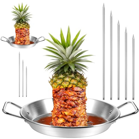 Tessco 3 juegos de brochetas verticales de 10 pulgadas Al Pastor de acero inoxidable con picos de tamaño extraíble, horno Shawarma kebab platos de barbacoa