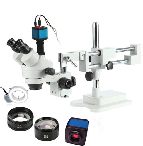 Mikroskop-Zubehörset, 3,5- bis 90-faches Simulfokal-Trinokularmikroskop, Doppelauslegerständer, 14-Megapixel-Kamera, 144-teiliges Ringlicht, Löt-Stereomikroskop-Set, Mikroskop-Objektträger