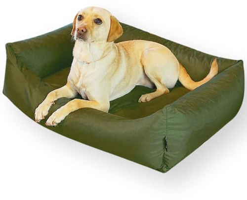 4L Textil Koko Wasserabweisendes Hundebett große Hunde Hundekorb Bezug abnehmbar und waschbar Hundekissen Hundekörbchen Beige (100x80 cm, Grün)