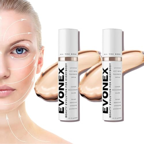 Evonex Age Defying Foundation, Evonex Age Defying Serum, suero de base para mujeres, crema hidratante con color antienvejecimiento, tinte universal, cobertura ligera y transparente (2pcs)