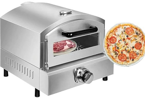 Kindevieft Four à Pizza Au Propane ExtéRieur De 12 Pouces, Machine à Pizza Compacte Et Portable, Four à Pizza à Gaz en Acier Inoxydable, Four à Pizza De Comptoir pour La FêTe De Cuisine De Camping