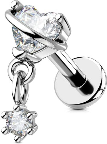 OUFER 16G Dangle Helix Innengewinde 316L-Chirurgenstahl Knorpel Ohr Piercing Herz Ohrringe Tragus Conch Piercing