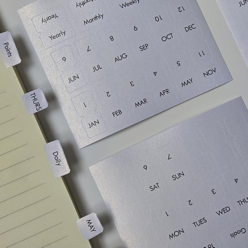 Calendar Stickers Monthly Index Tabs for Trip Planning, Scrapbooking, Calendar Decorating, Vacation Journaling (Cream)