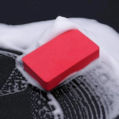 Auto-Reinigungsknete, 2-teiliges Auto-Reinigungsknet-Pad-Set, Schwammblock, Reinigungsradier, Wachspolitur, Werkzeug, für Autoreinigung und Polierer (rot)