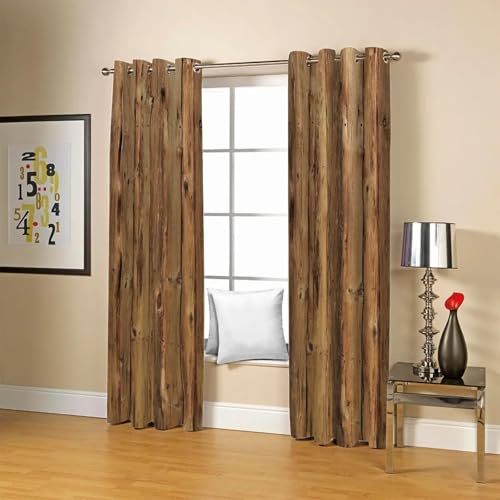 IKDZCM Verdunkelungsvorhang für Badezimmer, Vintage, nostalgische Holzmaserung, günstige, Moderne Vorhänge für Fenster, Schlafzimmer, Wohnzimmer, Dekor BxH/2x100x235cm Vorhang Blickdicht