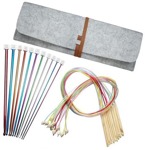 12pcs Tunesischer Häkelhaken Mit 11pcs 2-8 Mm Aluminium Afghanische Strick Nadel Holz Tunesian Häkelhaken Mit Kabel