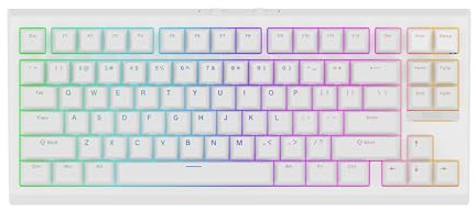 EPOMAKER G84 80% Clavier Mécanique Gaming RVB, Clavier sans Fil 2.4GHz/USB-C/BT, Programmable QMK/Via, Touches PBT Rétroéclairées, NKRO, Switches Hot-Swap pour Joueurs (Blanc, Creamy Jade Switch)