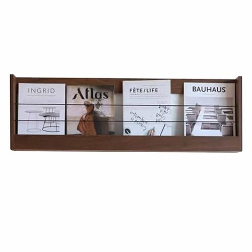 Wandmontierter Prospekthalter aus Holz mit elastischer Kordel, braun, 94 cm, zum Aufhängen, perfekt für Zuhause, Schlafzimmer, Organisation und Präsentation