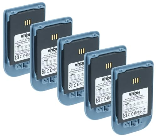 vhbw 5x batteria compatibile con Ascom i62 Messenger, i62 Protector, i62 Talker telefono fisso cordless (900mAh, 3,7V, Li-Ion) blu/grigio