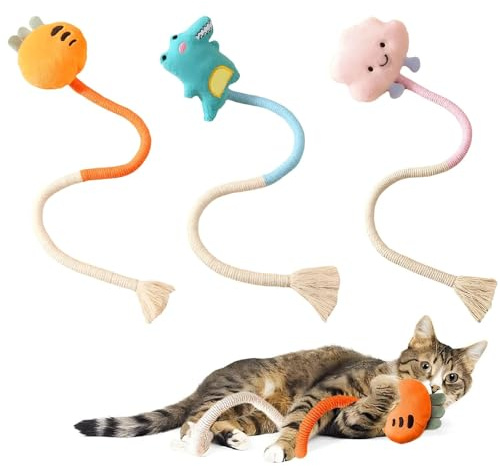 BbiuRer 3er Set Katzenspielzeug, Kauspielzeug Katze Beißseil zur Zahnreinigung, Katzenspielzeug Selbstbeschäftigung für Katzen Gegen Mundgeruch