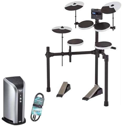 Roland TD-02K E-Drum elektronisches Schlagzeug mit PM-03 Drum-Monitor und keepdrum GC075 Stereo-Klinkenkabel