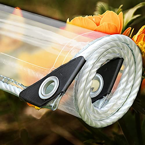 Telone trasparente in PVC impermeabile resistente con occhielli, telone trasparente per giardini, serre, piante, copertura del tetto dell'animale domestico