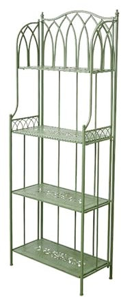 Panca da vaso, postazione di lavoro da giardino, mensola in metallo, supporto per fiori in ferro, scaffale aperto, postazione di lavoro per esterni (4 strati)