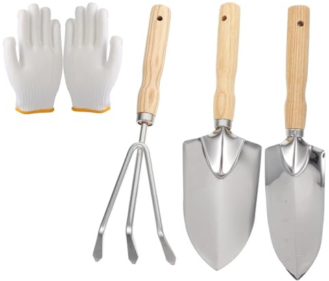 Gartenwerkzeug Set, 3 Stück Gartengeräte Set Gartenschaufel Klein, Holzgriff Handheld Garten Schaufeln, Gartenarbeit Kleine Schaufel Ggartenset für Bonsai Werkzeug Pflanze Topfblumen Lose Boden