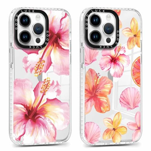 Saqmkil 2 Pezzi Cover per iPhone 15 Plus, Aesthetic Fiore Disegni Custodia con Motivo, Sottile Morbido Trasparente TPU Donna Antiurto Bumper Protettiva Case Custodie per iPhone 15 Plus 6,7'',Rosa