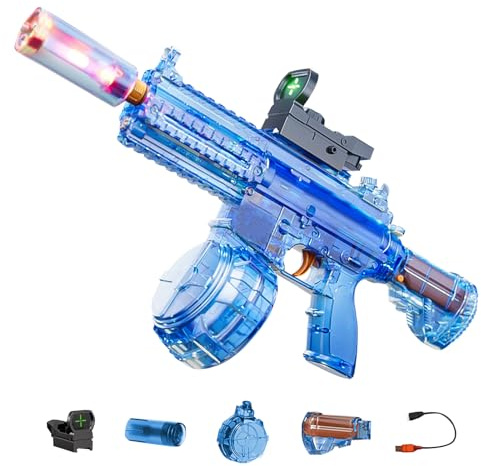 Wasserpistole Elektrisch Handbuch 450ML Wasser Spritzpistole Mit LED Lampe, Wasser Pistole Spielzeug USB-Aufladung, 8–10m Reichweite, Water Gun Kinder Erwachsene für Outdoor Sommer Strand Garten (B)