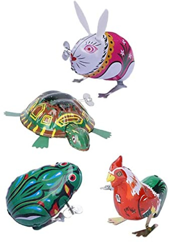 SUPVOX Juguetes De Relojería Viento para Niños 4 Piezas Tamaño Pequeño Animales Divertidos Mecanismo De Cuerda para Juego Educativo y Regalos Infantiles