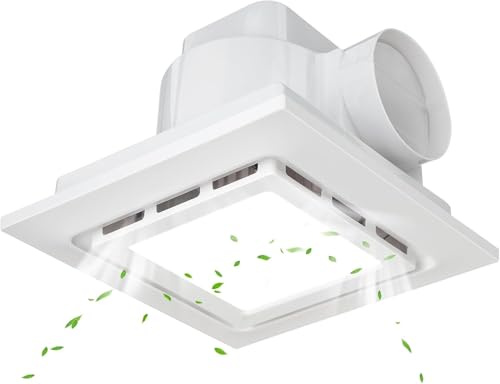 Bathroom Exhaust Fan with Light 8.3x8.3 IN Mounting Opening 8.3x8.3 IN 10x10 IN Panel 130CFM Ultra Quiet 1.0 Sone Exhaust Fan with 1500lm 6000K Light Ventilation Fan Combo for home, office etc