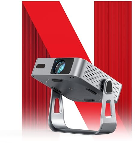 [Ultra-Thin & NetfIix Officially] Smart Mini Projector 4K, VISSPL Auto Focus & Keystone WiFi 6 & Bluetooth 27000 Lumen 1080P Full HD Portable Projector for Bedroom/Outdoor/Phone/iOS/Android